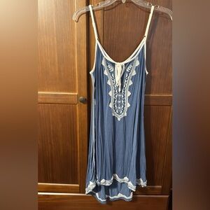 Blue and White Sleeveless Dress